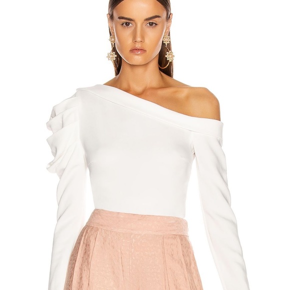 Cushnie et Ochs Navy One-Shoulder Gathered Sleeved Top NWT - Picture 2 of 15